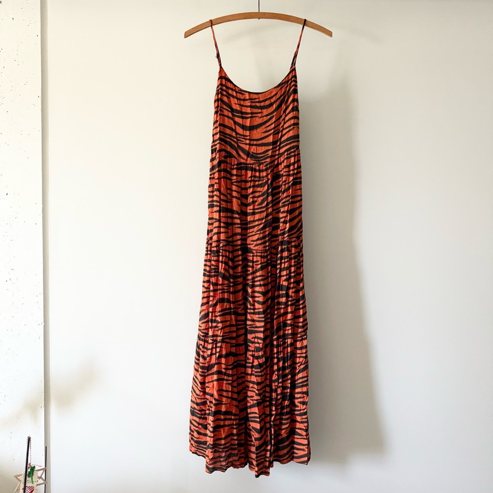Stillwater Animal Print Tiered Leg‎ Slit Maxi Memz Dress XS